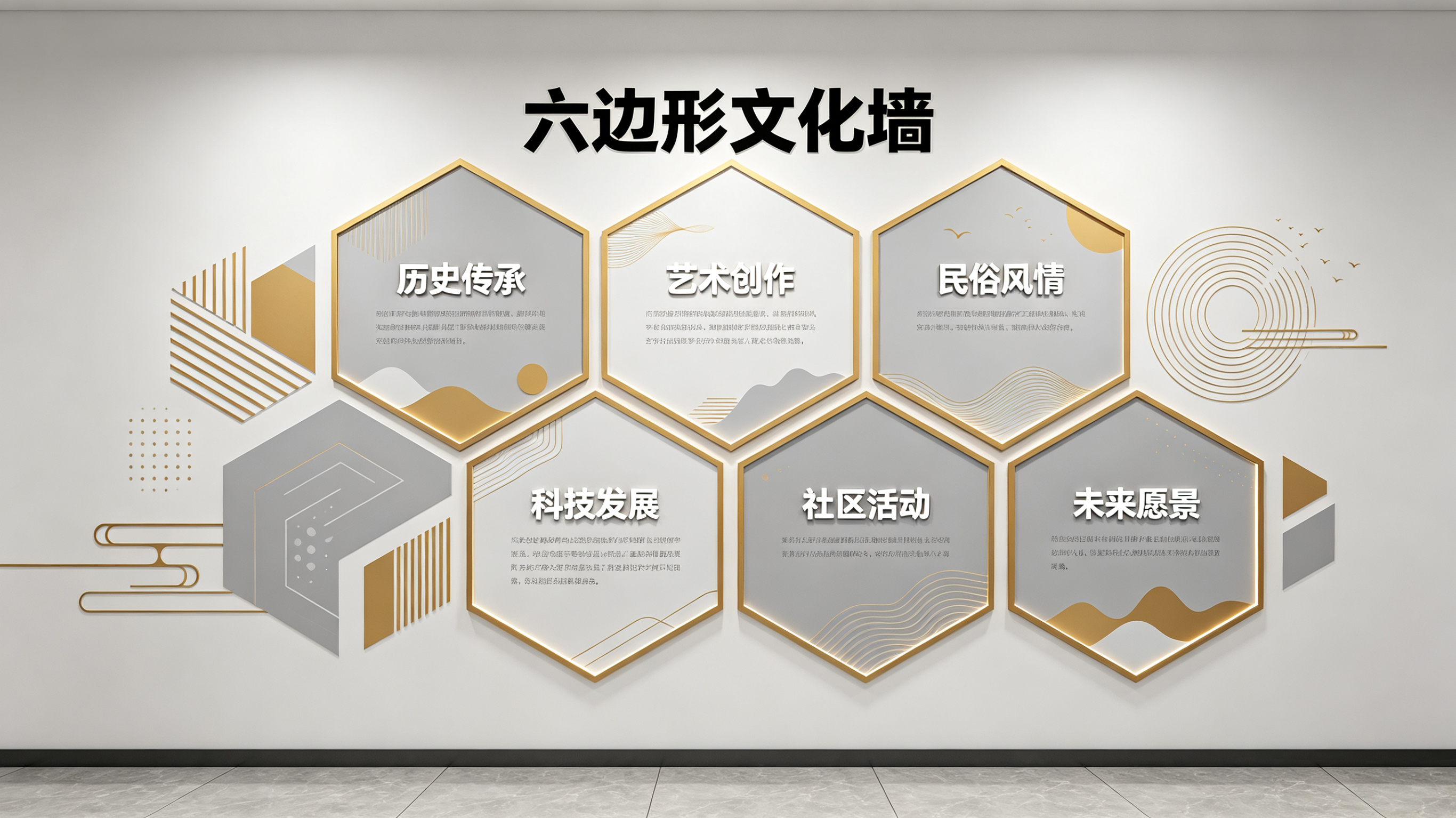 江城企业文化墙 | 六边形信息美学